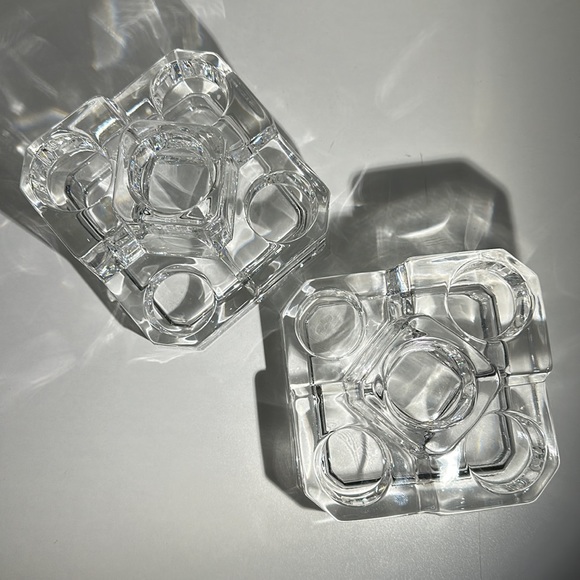 Vintage Crystal Glass Tea light Castle Block Set of 2 —-RETIRED ITEM—- - Picture 3 of 12